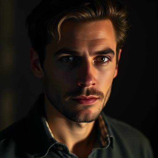 Gekleed portret van een acteur met dramatische belichting