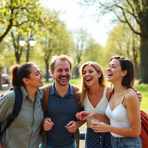 Gelukkig gezin in een park in Amsterdam, lachend naar de camera