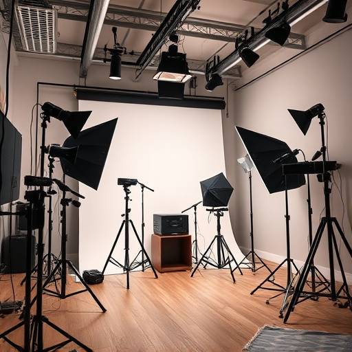 Interieur van Foto Studio Lichtpunt met professionele apparatuur
